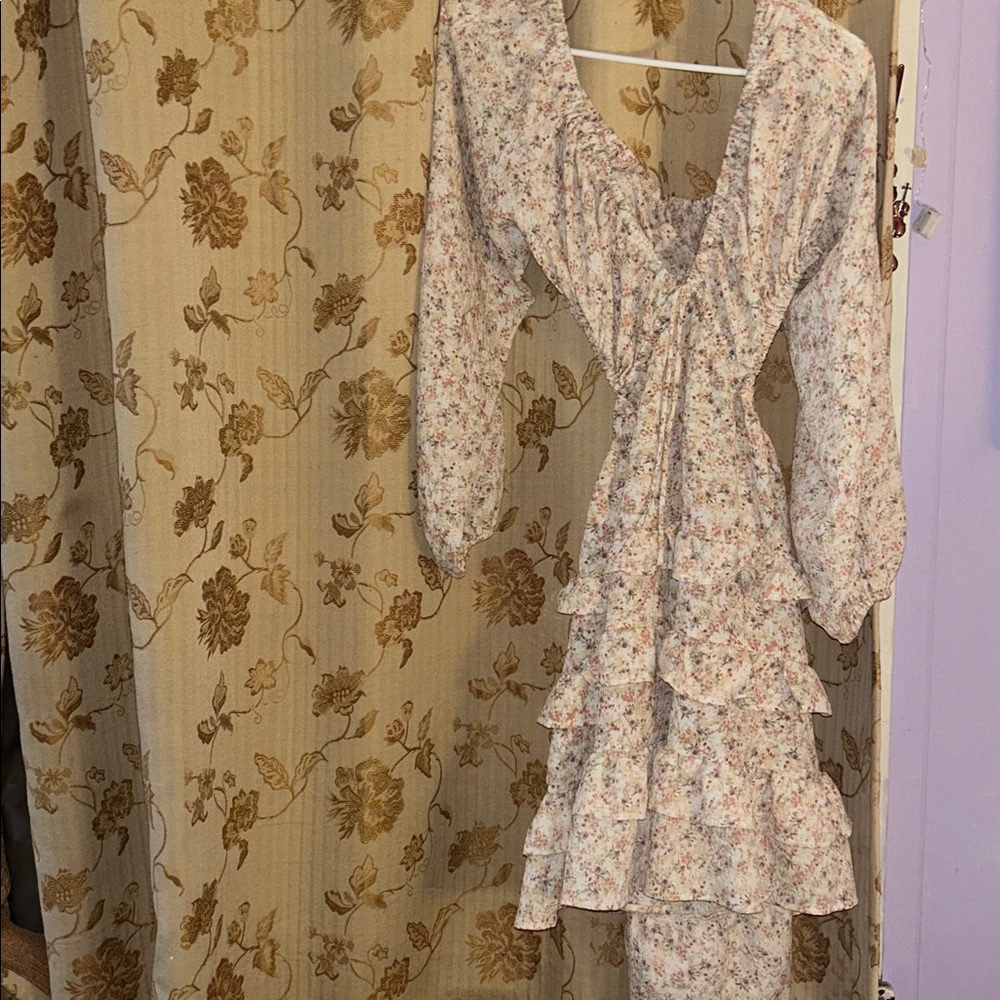 Floral Long Sleeve Ruffle Dress